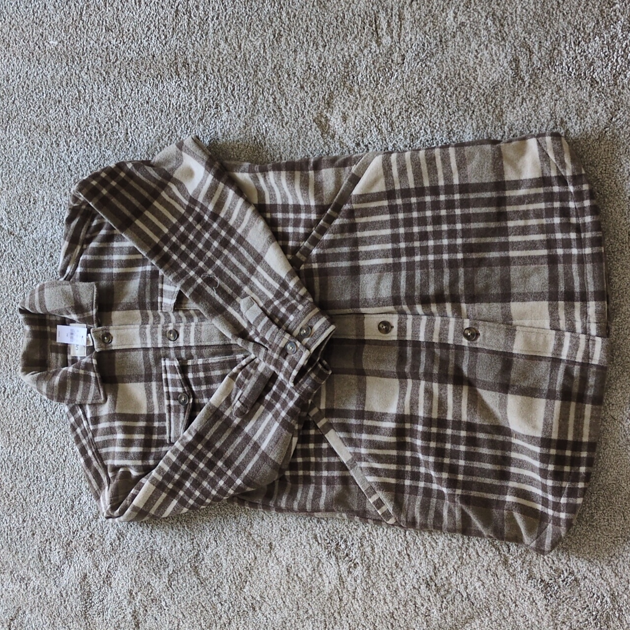Nwot Upwest Brushed Flannel Plaid Shacket Brown Plaid Size Medium